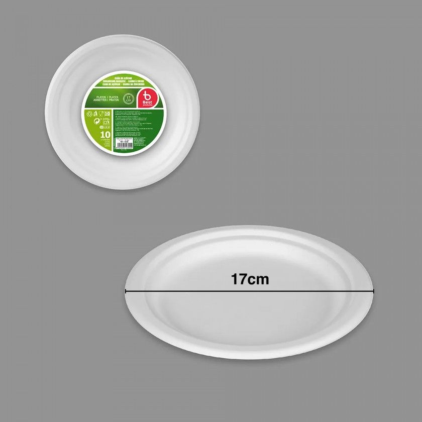 Prato Biodegradável Cana Açucar Redondo 17cm Pack 10 Prato Biodegradável Cana Açucar Redondo 17cm Pack 10