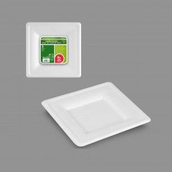 Prato Biodegradvel Cana Aucar Quadrado 26X26cm Pack 3