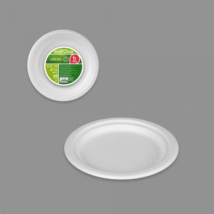 Prato Biodegradável Cana Açucar Redondo 17cm Pack 10 Prato Biodegradável Cana Açucar Redondo 17cm Pack 10