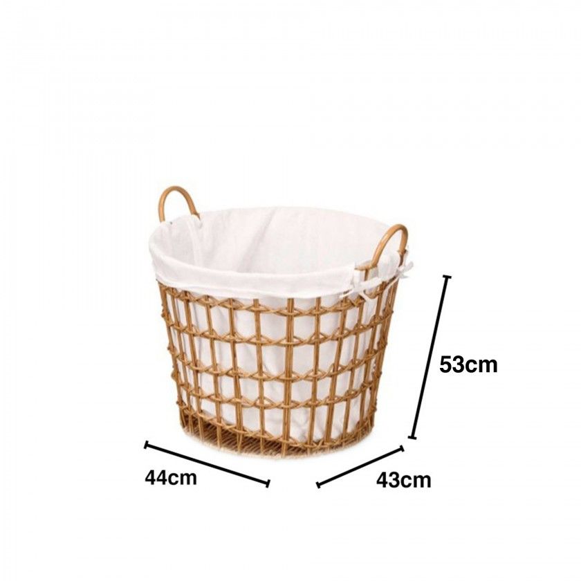 Cesto Plástico Efeito Vime com Forro Asas Redondo Cesto Plástico Efeito Vime com Forro Asas Redondo