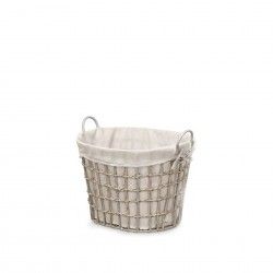 Cesto Plástico Efeito Vime com Forro Asas Redondo Cesto Plástico Efeito Vime com Forro Asas Redondo