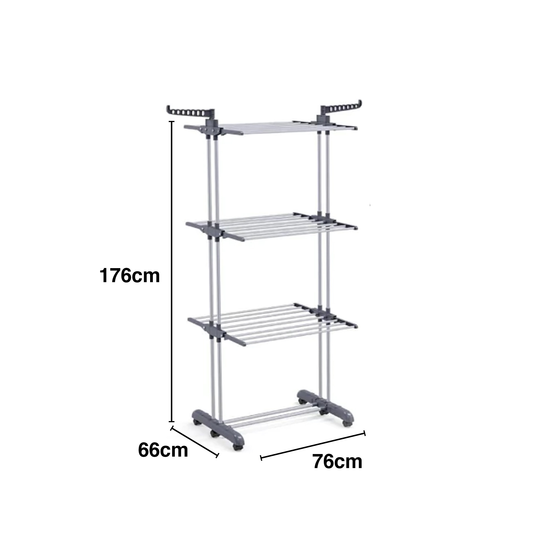 Estendal Chão 3 Andares com Rodas 76X66X176cm