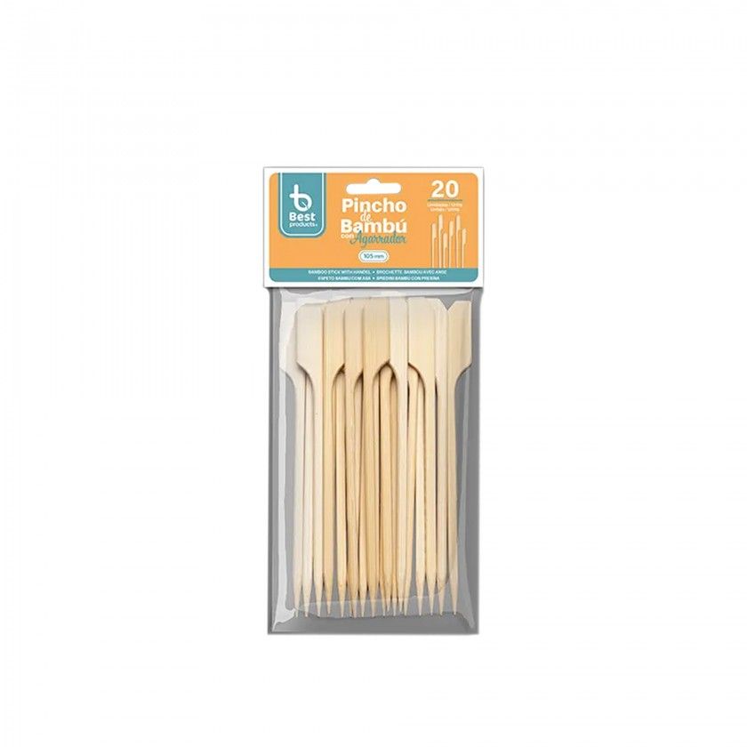 Espeto Bambu com Pega 10.5cm Pack 20 Espeto Bambu com Pega 10.5cm Pack 20