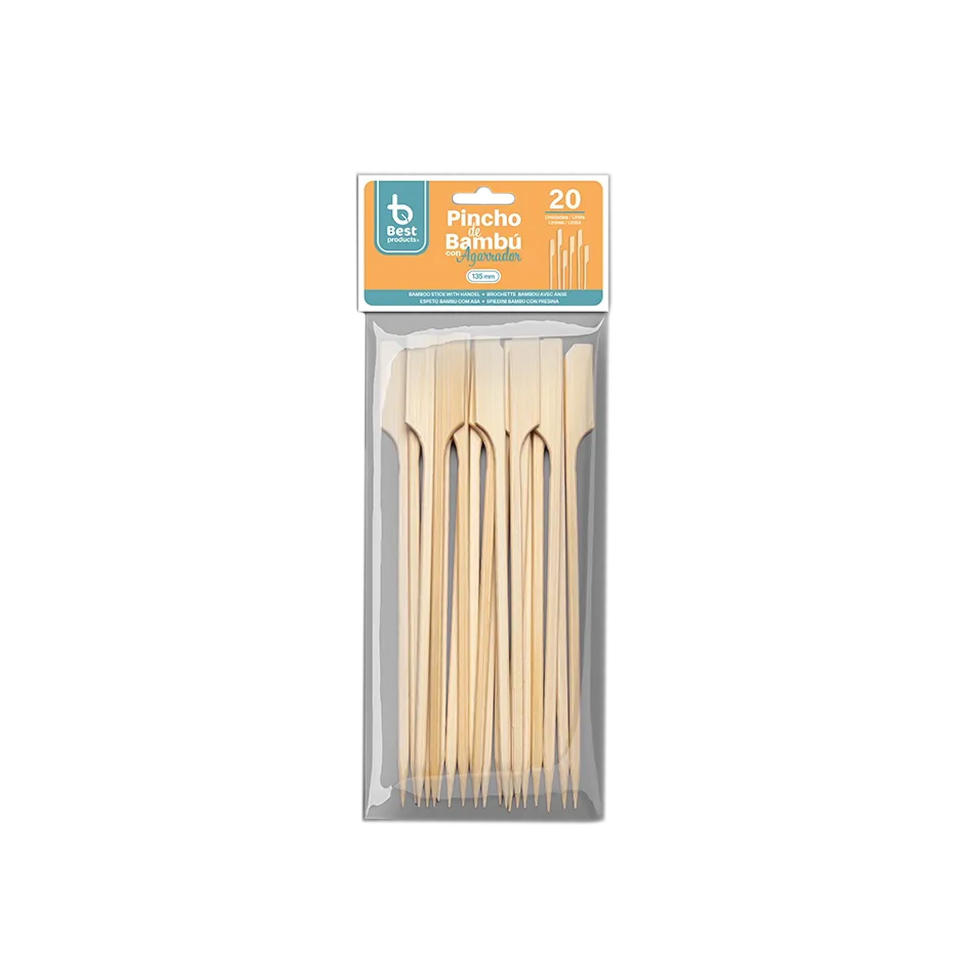 Espeto Bambu com Pega 13.5cm Pack 20