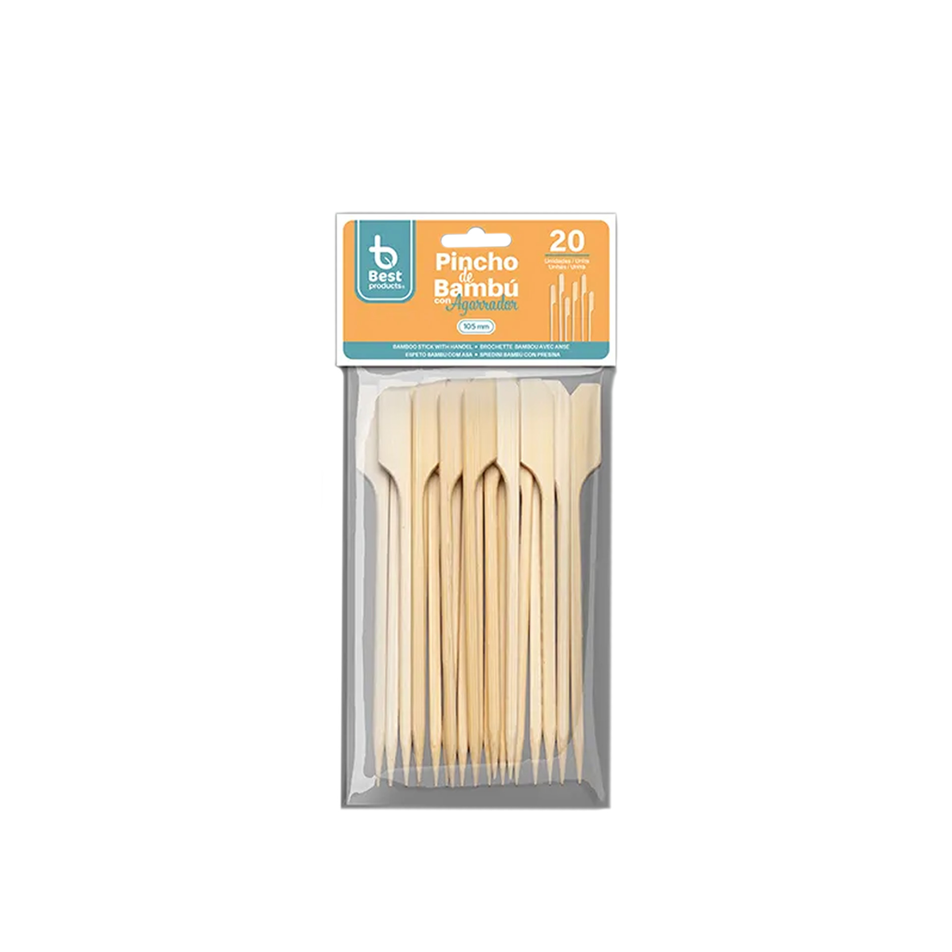 Espeto Bambu com Pega 10.5cm Pack 20
