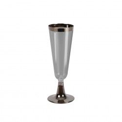Copo Flute Plstico Reutilizvel Prateado 150ml 5.5X6X16.4cm Pack 3