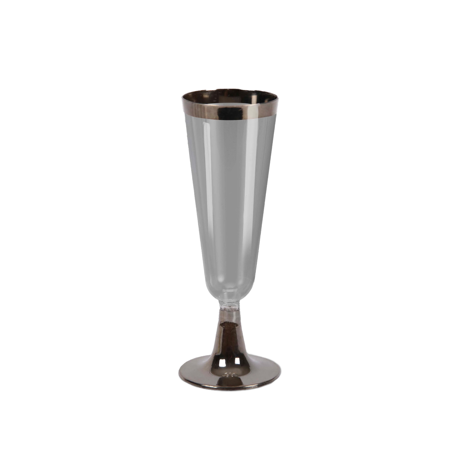 Copo Flute Plástico Reutilizável Prateado 150ml 5.5X6X16.4cm Pack 3