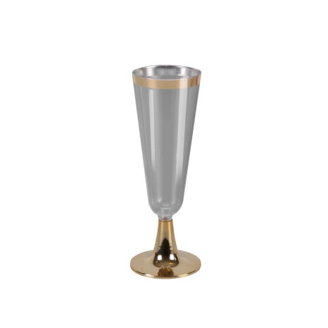 Copo Flute Plástico Reutilizável Dourado 150ml 5.5X6X16.4cm Pack 3 - Image product