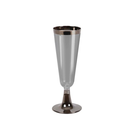 Copo Flute Plástico Reutilizável Prateado 150ml 5.5X6X16.4cm Pack 3 - Image product