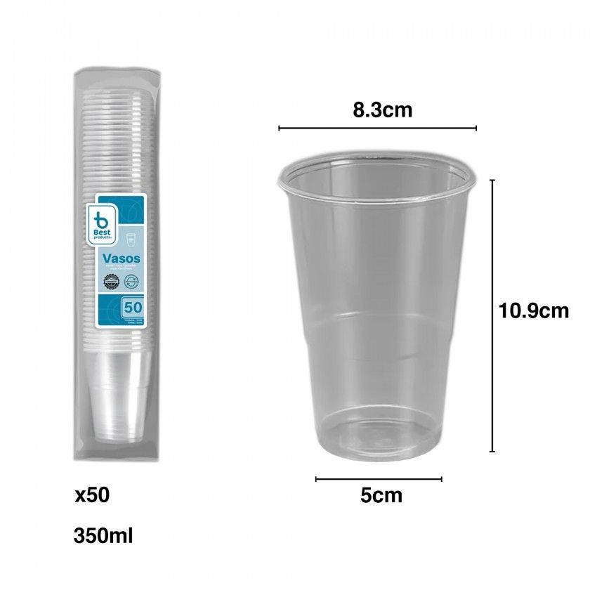 Copo Plástico Reutilizável Incolor 350ml 8.3X5X10.9cm Pack 50 Copo Plástico Reutilizável Incolor 350ml 8.3X5X10.9cm Pack 50