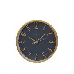 Relgio Parede Timemark Redondo Azul Borda Dourada 34cm