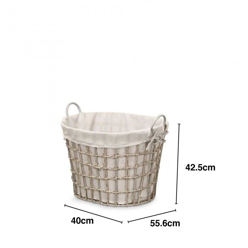 Cesto Plástico Efeito Vime com Forro Asas Oval Cesto Plástico Efeito Vime com Forro Asas Oval