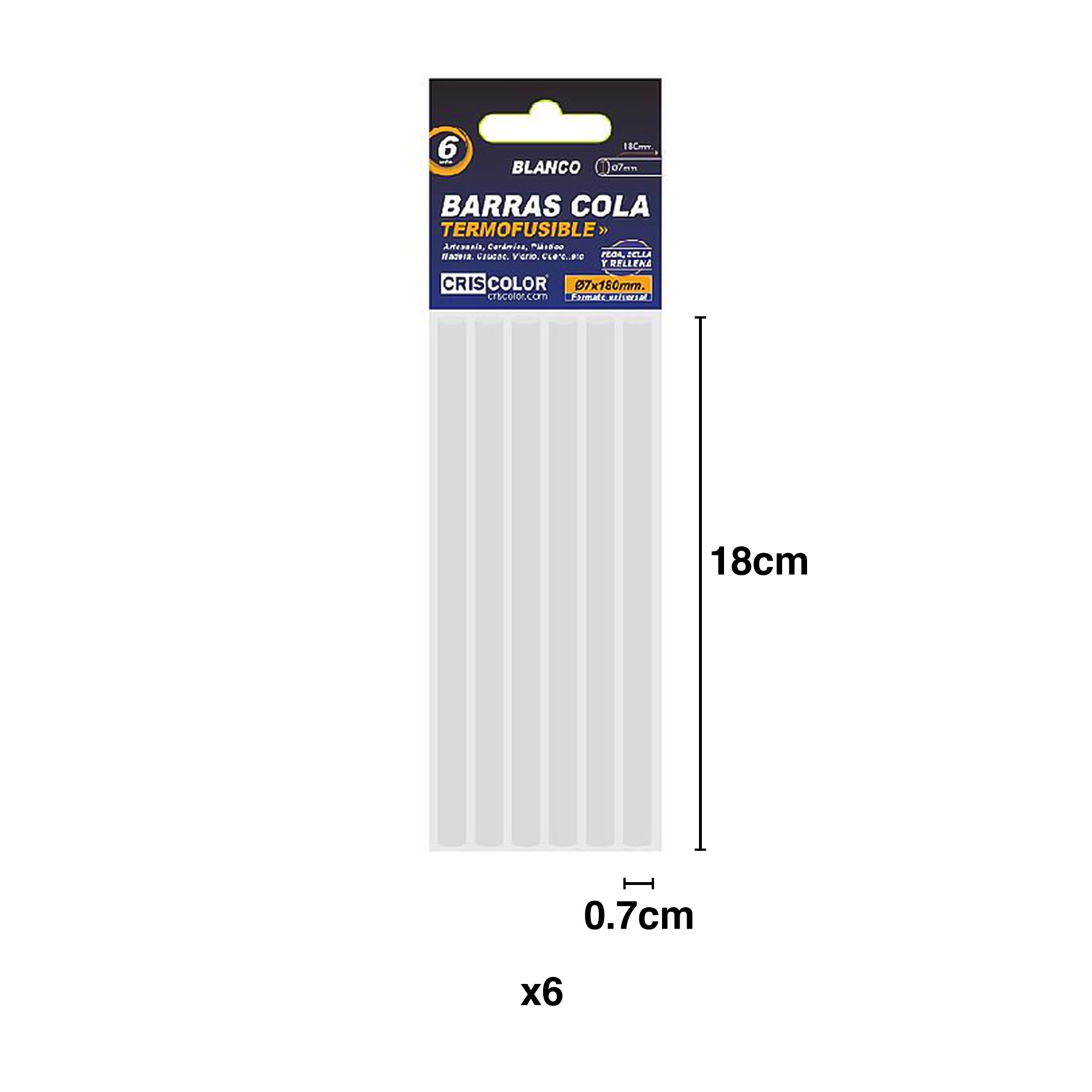 Barra Silicone Redonda Branca 7X180mm Pack 6