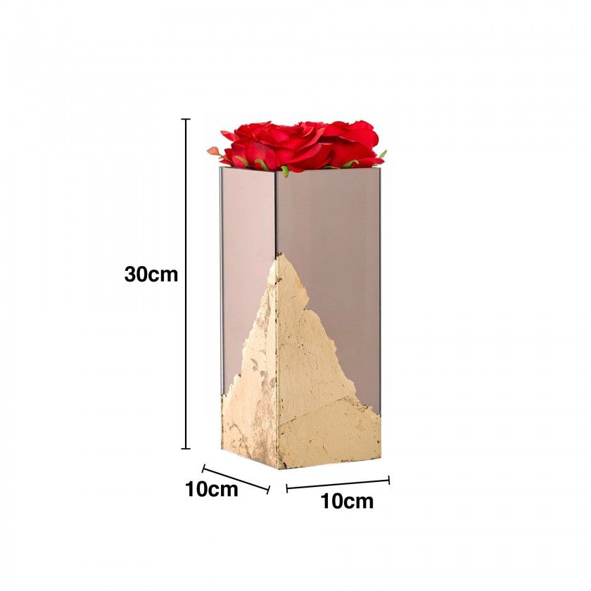 Cubo Folha Ouro / Bronze Rosas Vermelhas Cubo Folha Ouro / Bronze Rosas Vermelhas