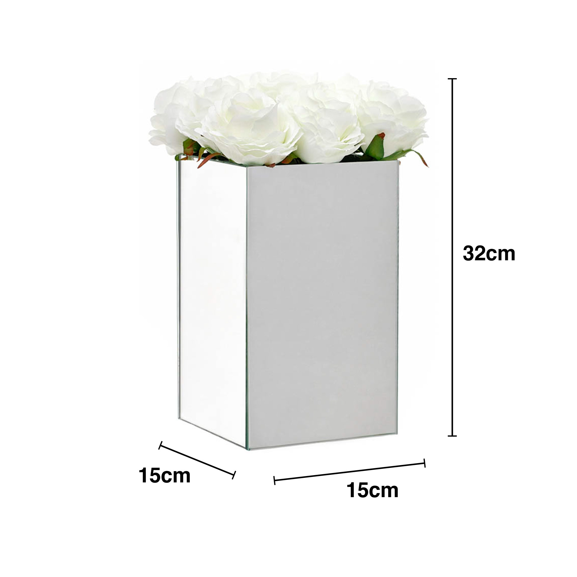 Cubo Espelho Rosas Brancas