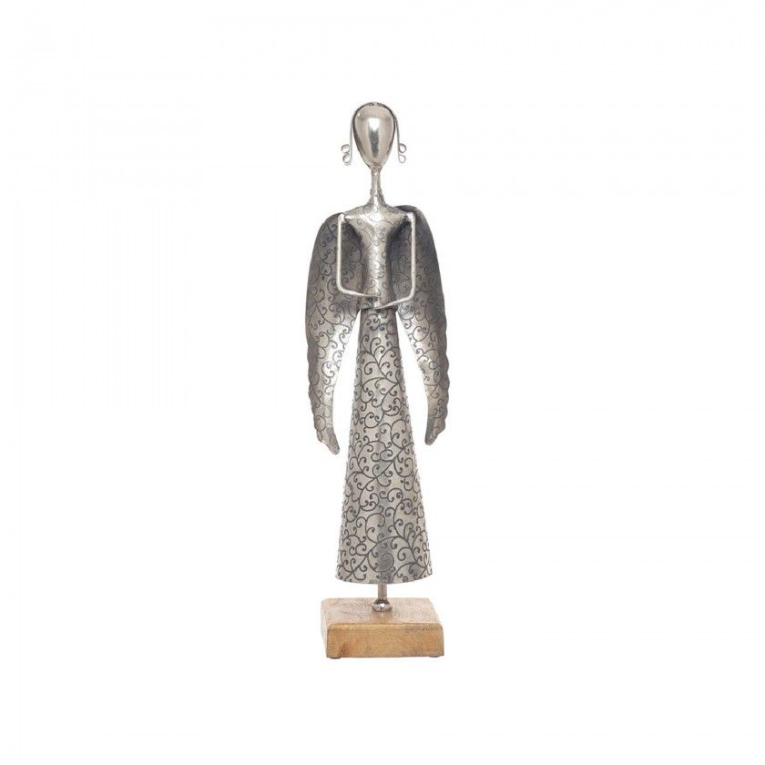 Anjo Decorativo Metal Prateado Anjo Decorativo Metal Prateado