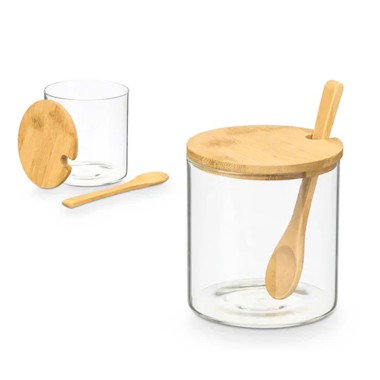 Açucareiro com Colher + Tampa Bambu