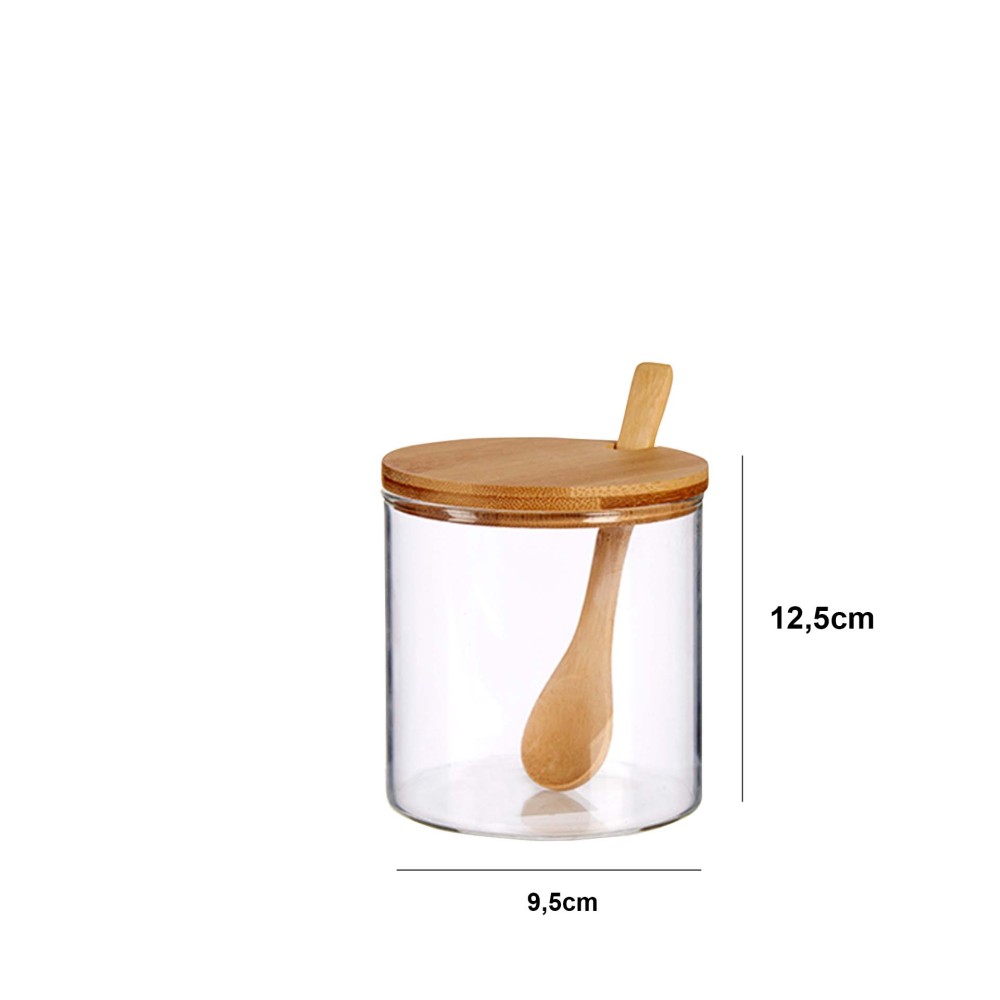 Açucareiro com Colher + Tampa Bambu