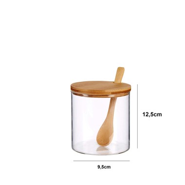 Açucareiro com Colher + Tampa Bambu