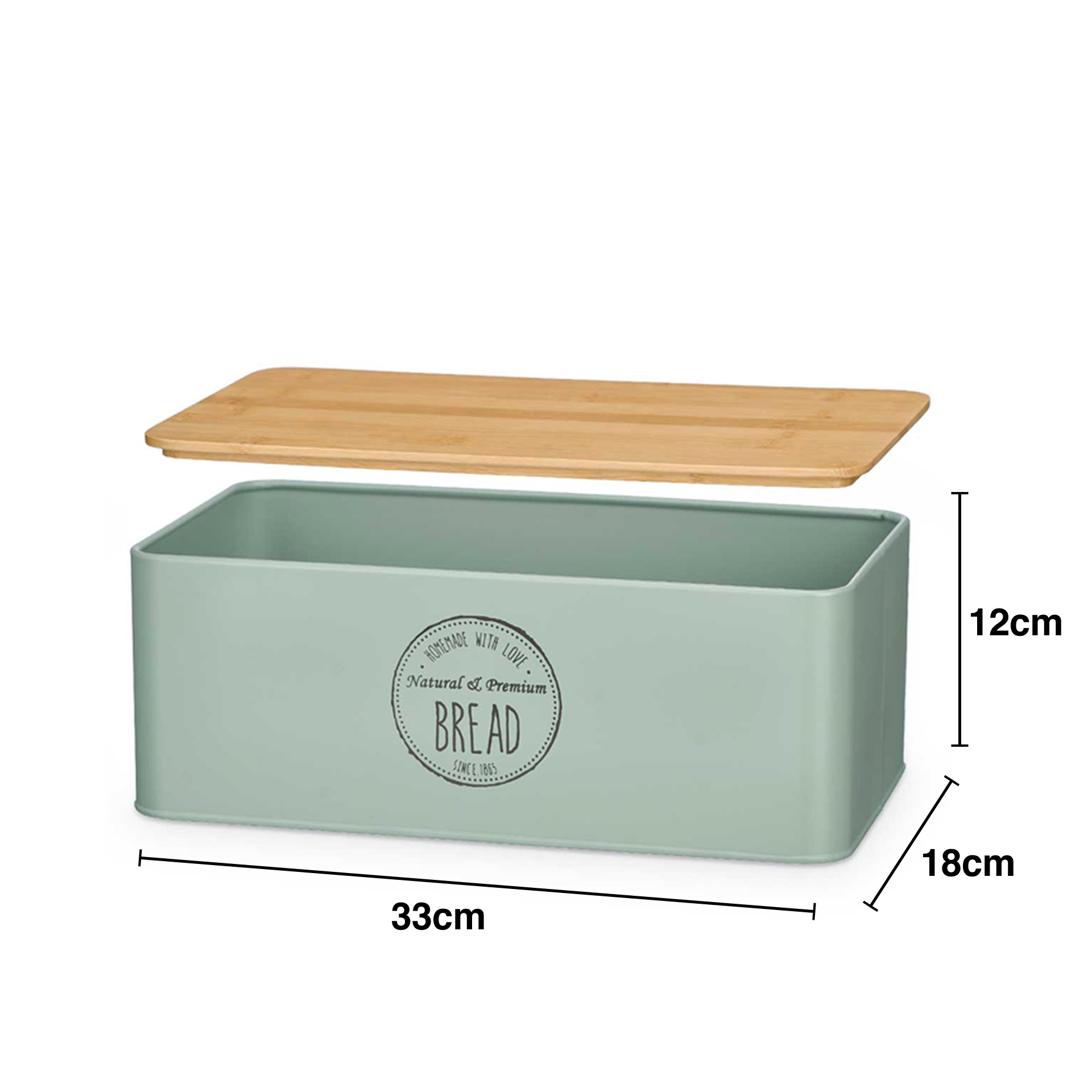 Caixa Pão Metal Tampa Bambu 33X18X12cm