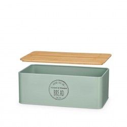 Caixa Po Metal Tampa Bambu 33X18X12cm