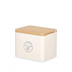 Saleiro Metal Tampa Bambu 14X11X11cm