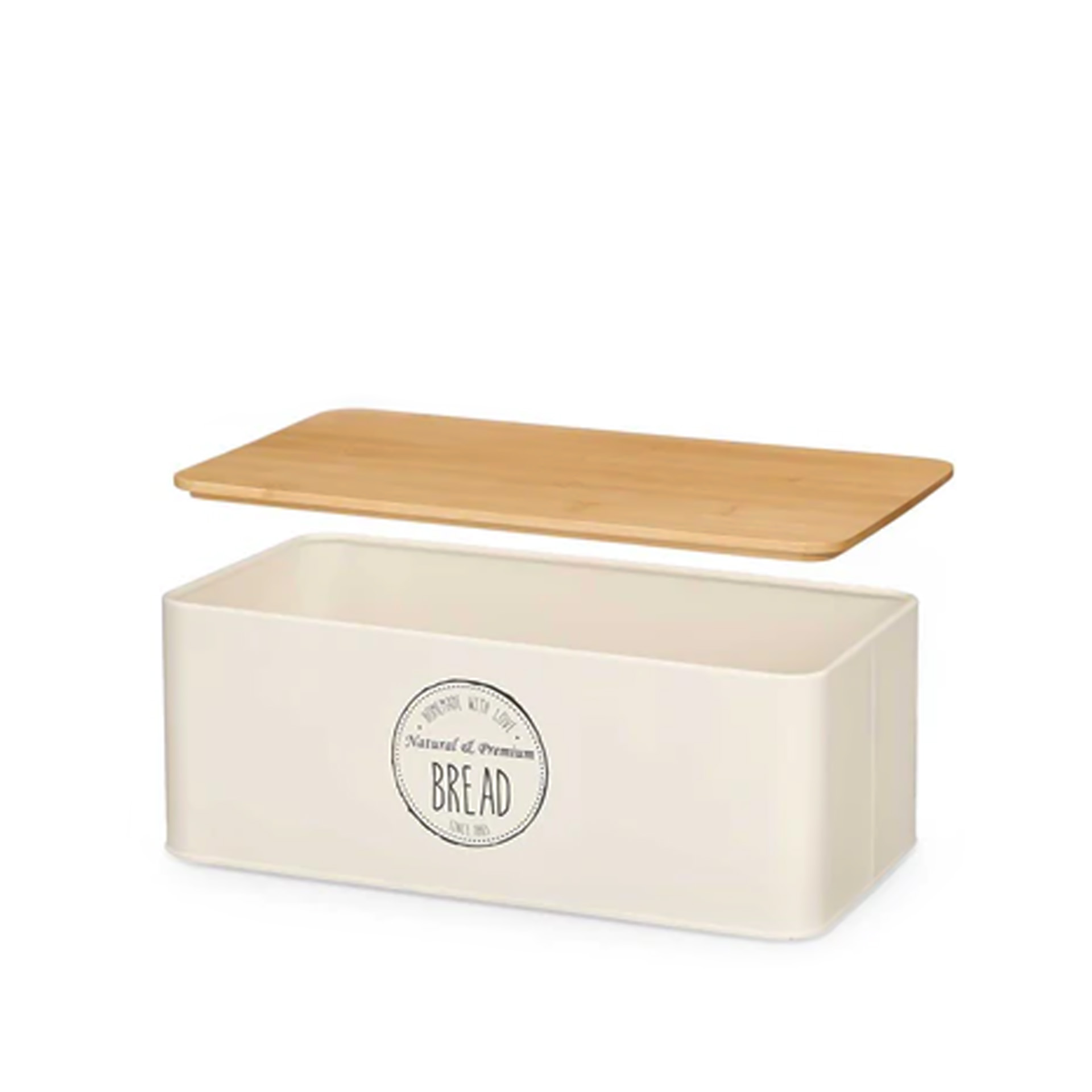 Caixa Pão Metal Tampa Bambu 33X18X12cm