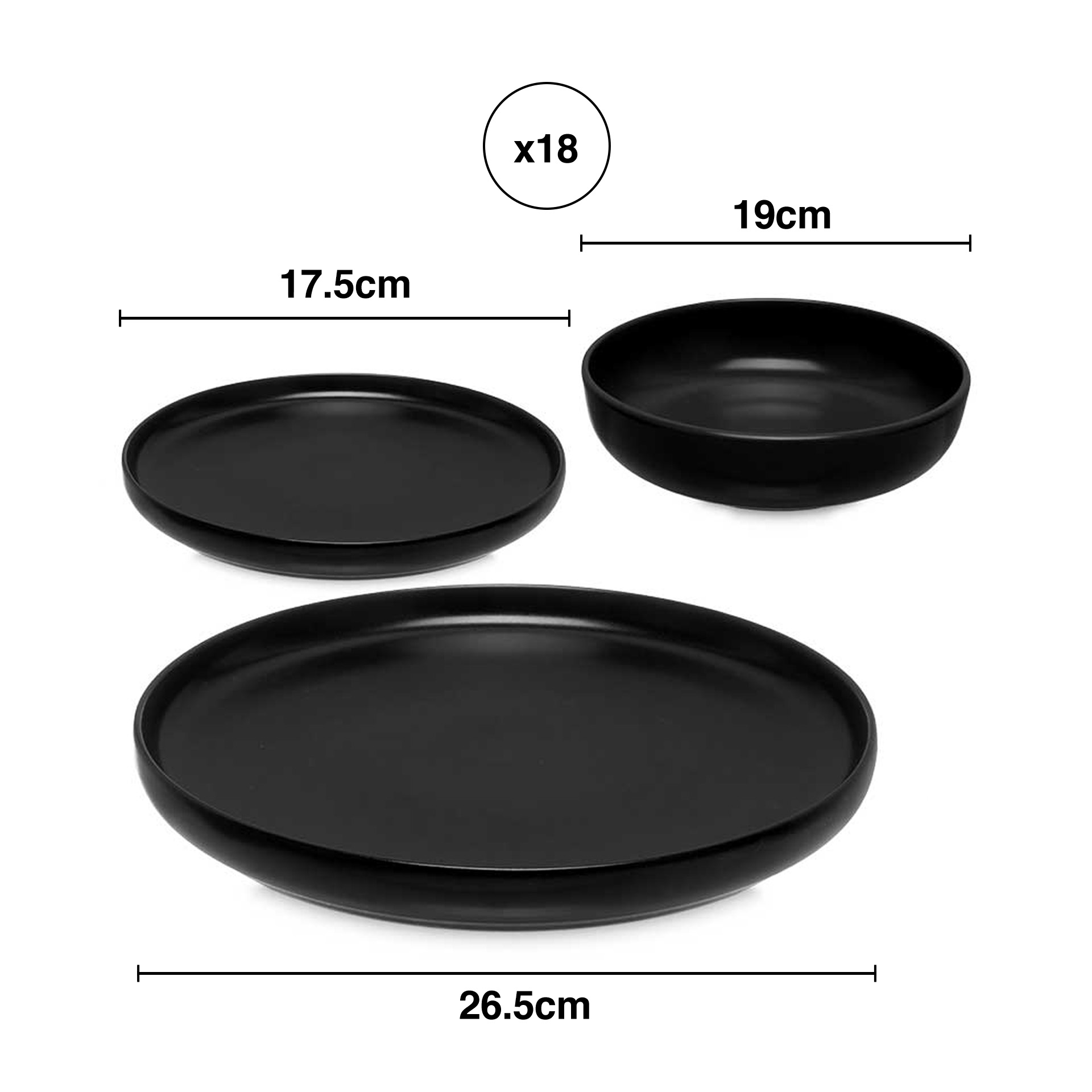 Serviço Mesa Grés Preto 18 Peças