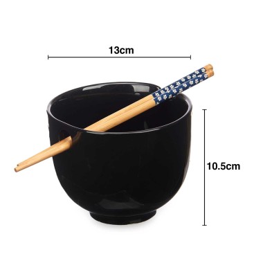 Taça Porcelana Asiatica 13X10.5cm + Pauzinhos 22.6cm