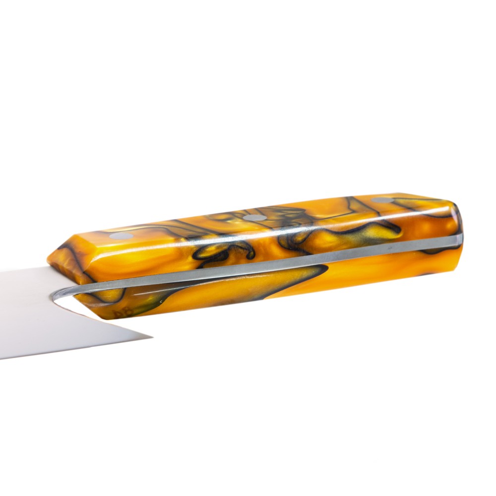 Faca Chefe Cabo Acrílico Sico Efeito Mármore Laranja 20cm