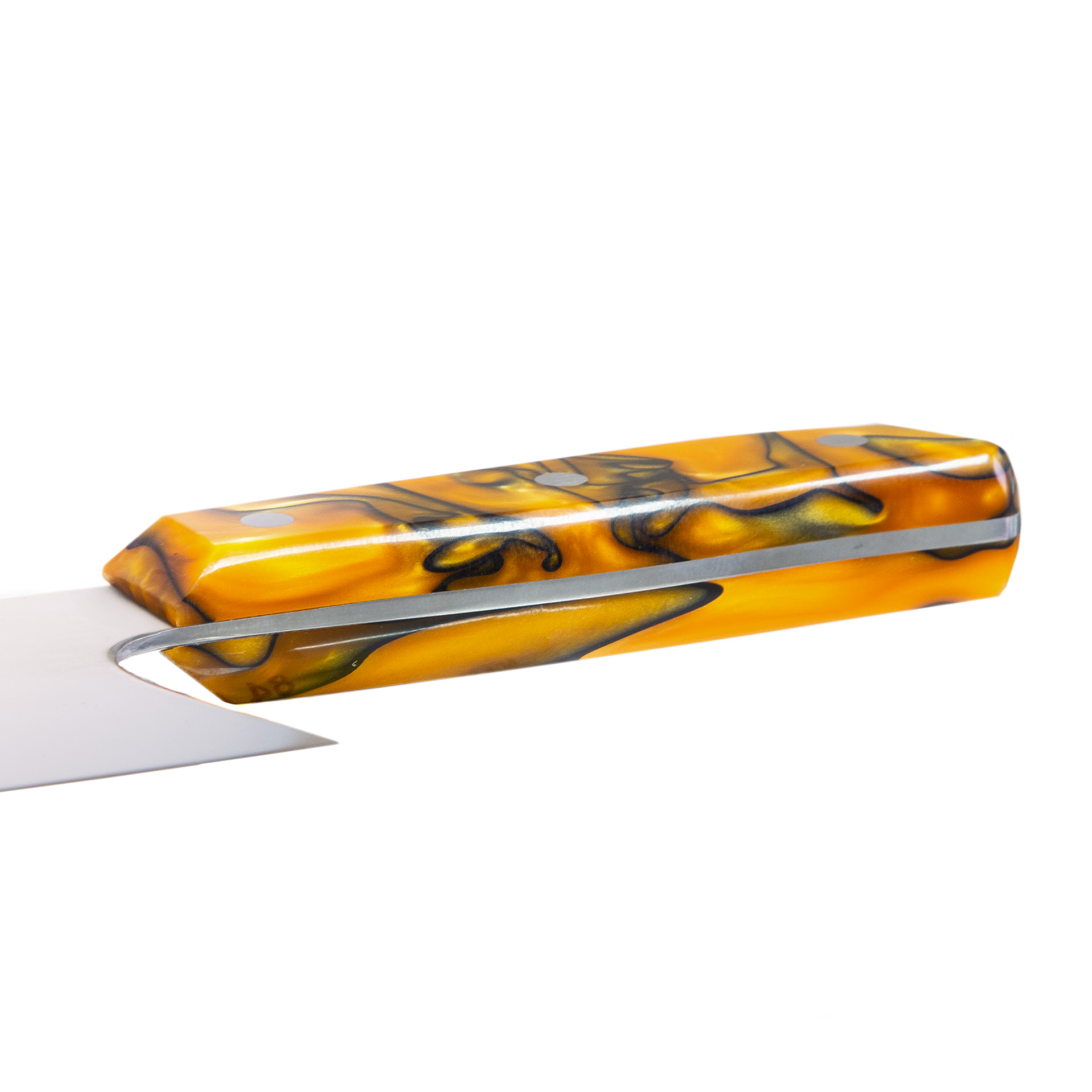 Faca Chefe Cabo Acrílico Sico Efeito Mármore Laranja 20cm