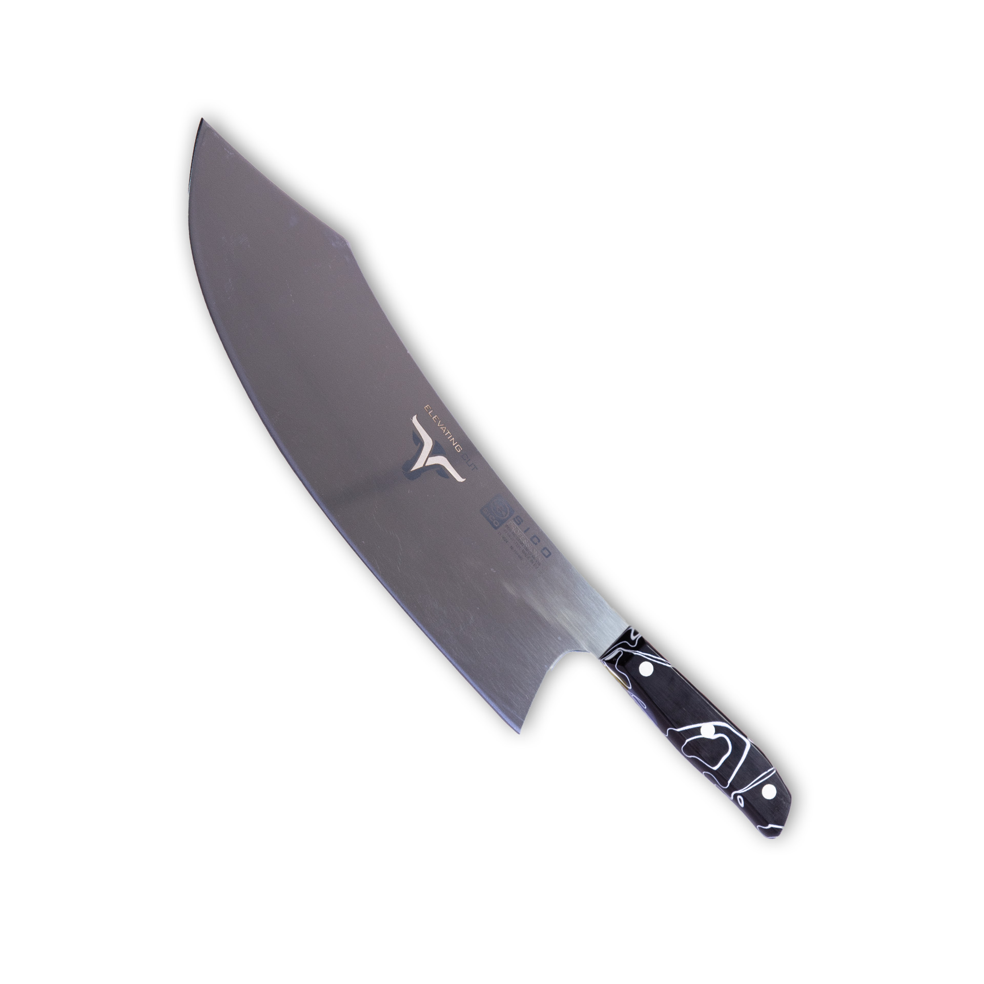 Faca Talho Cabo Acrílico Sico Efeito Mármore Preto 34cm