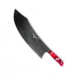 Faca Talho Cabo Acrlico Sico Efeito Mrmore Vermelho 34cm