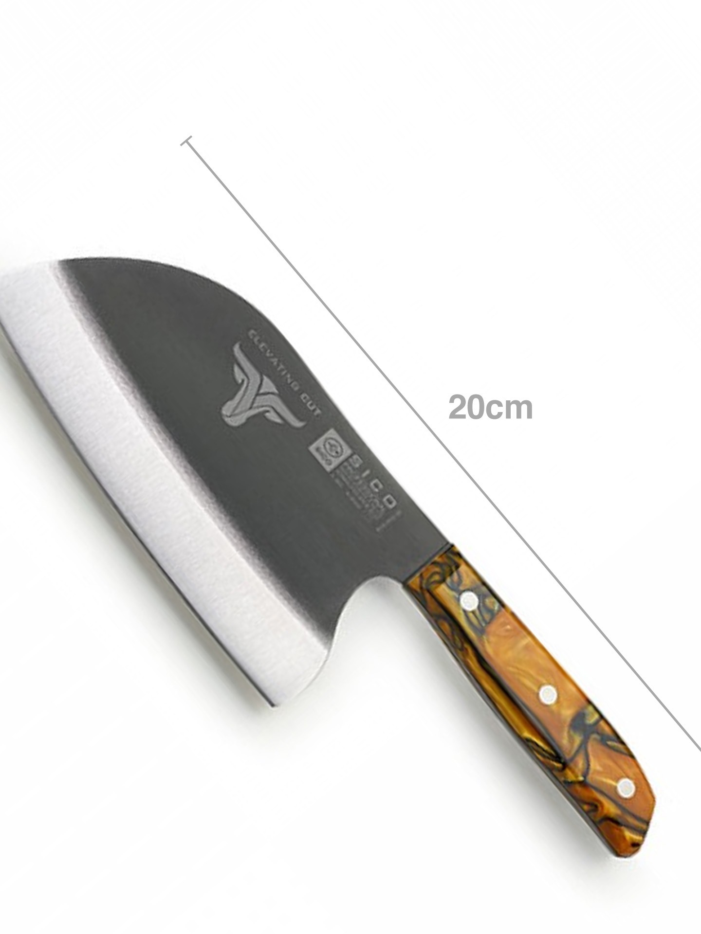Faca Sérvia Cabo Acrílico Sico Efeito Mármore Laranja 20cm