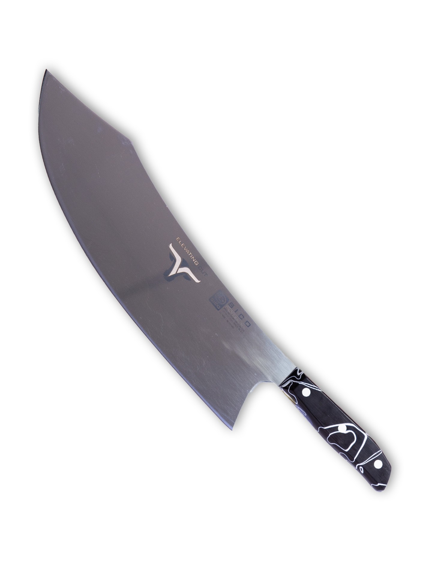 Faca Talho Cabo Acrílico Sico Efeito Mármore Preto 34cm