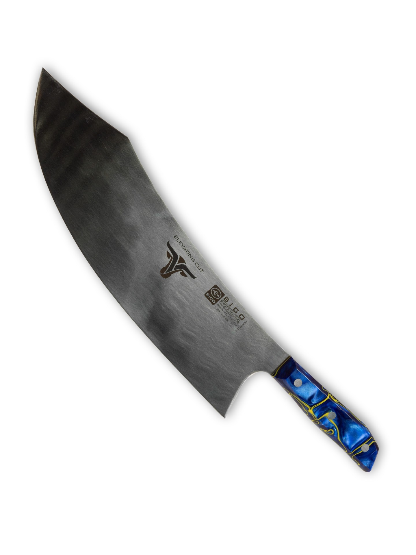 Faca Talho Cabo Acrílico Sico Efeito Mármore Azul 34cm