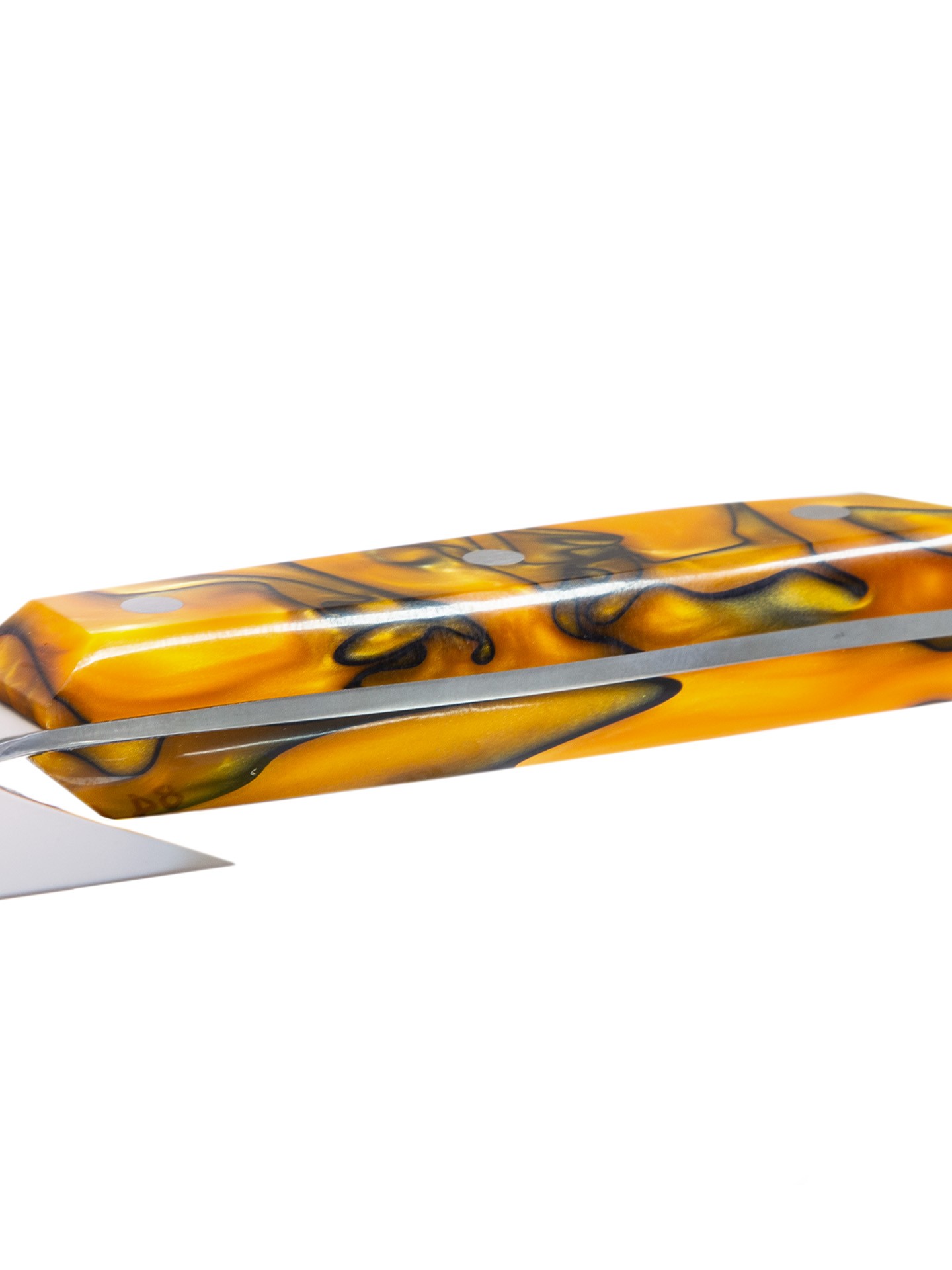 Faca Chefe Cabo Acrílico Sico Efeito Mármore Laranja 20cm