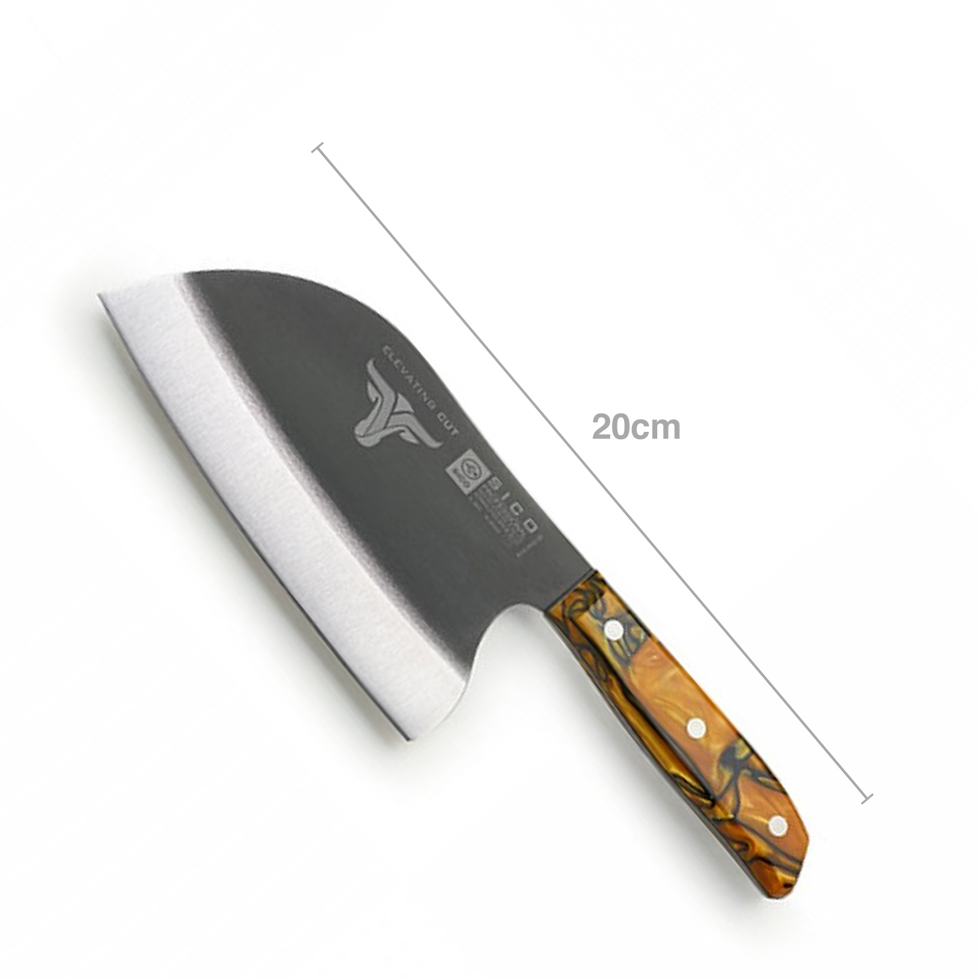 Faca Sérvia Cabo Acrílico Sico Efeito Mármore Laranja 20cm