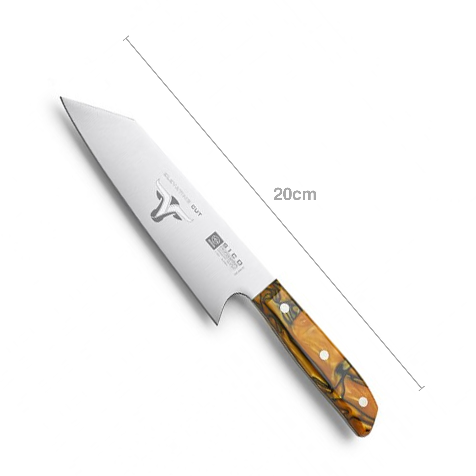 Faca Chefe Cabo Acrílico Sico Efeito Mármore Laranja 20cm