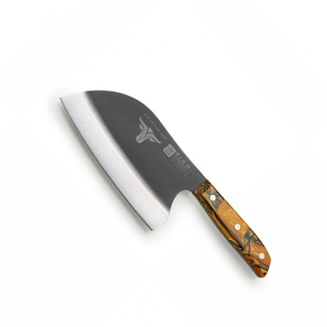 Faca Sérvia Cabo Acrílico Sico Efeito Mármore Laranja 20cm - Image product