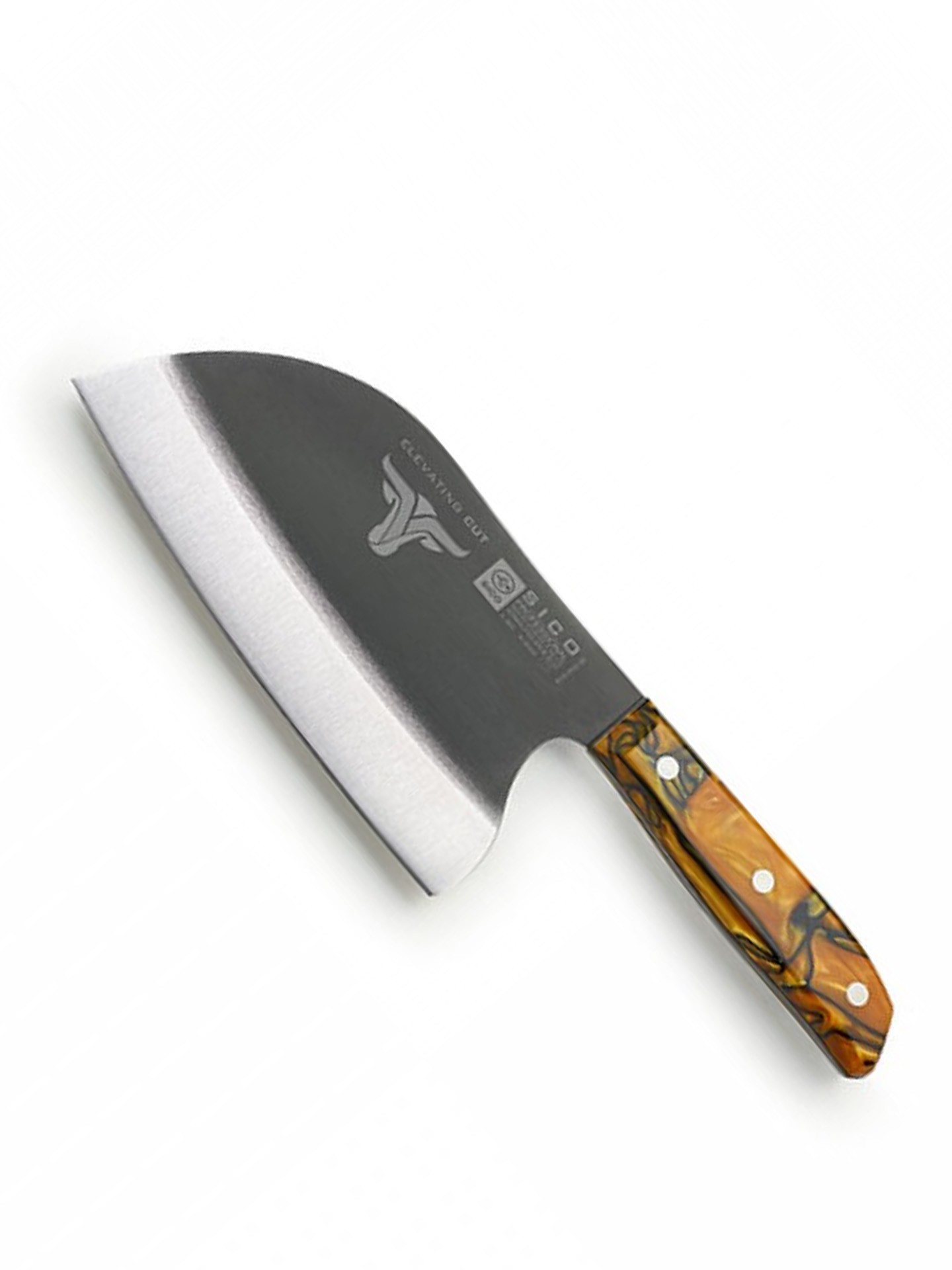 Faca Sérvia Cabo Acrílico Sico Efeito Mármore Laranja 20cm