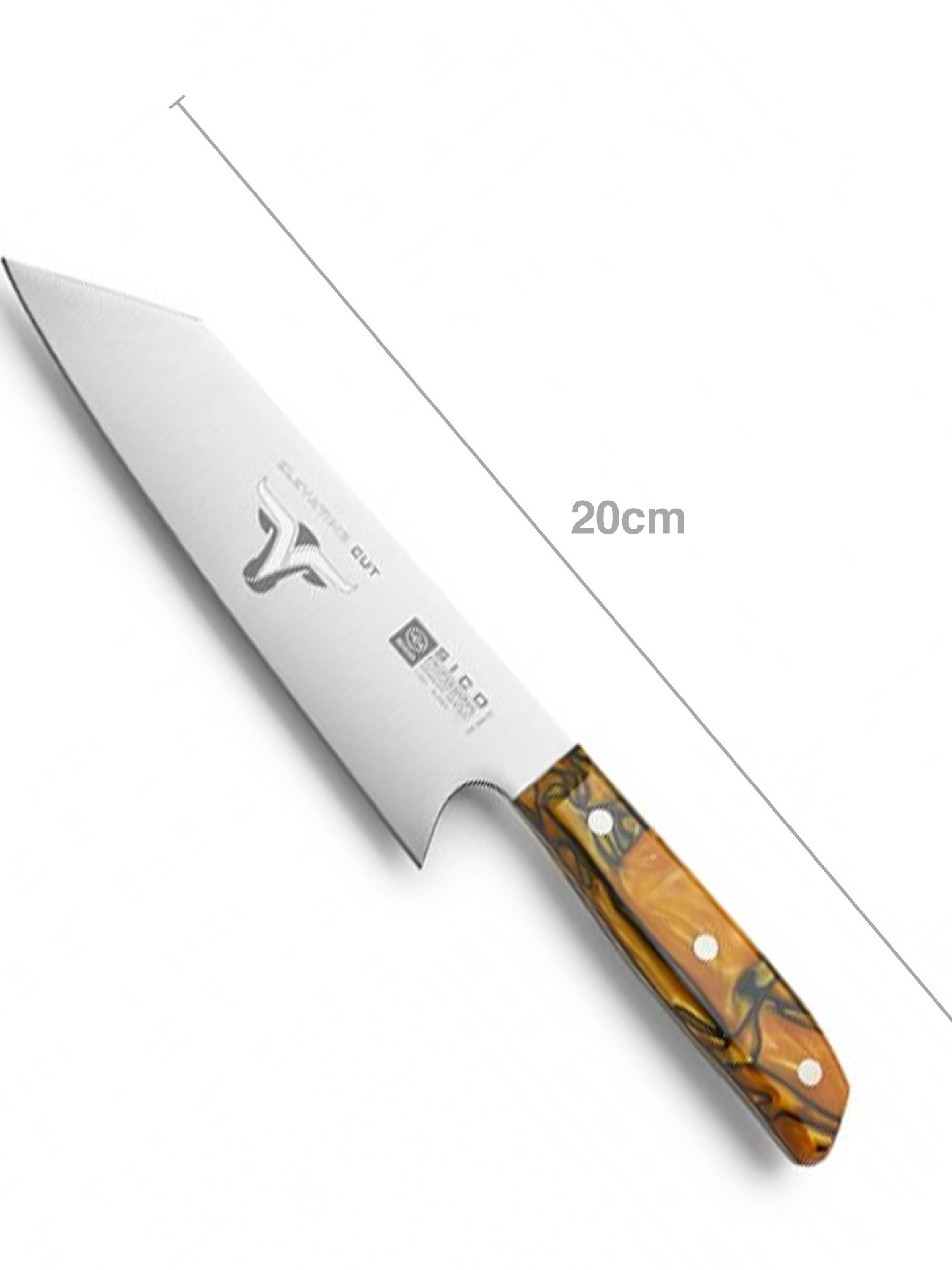 Faca Chefe Cabo Acrílico Sico Efeito Mármore Laranja 20cm