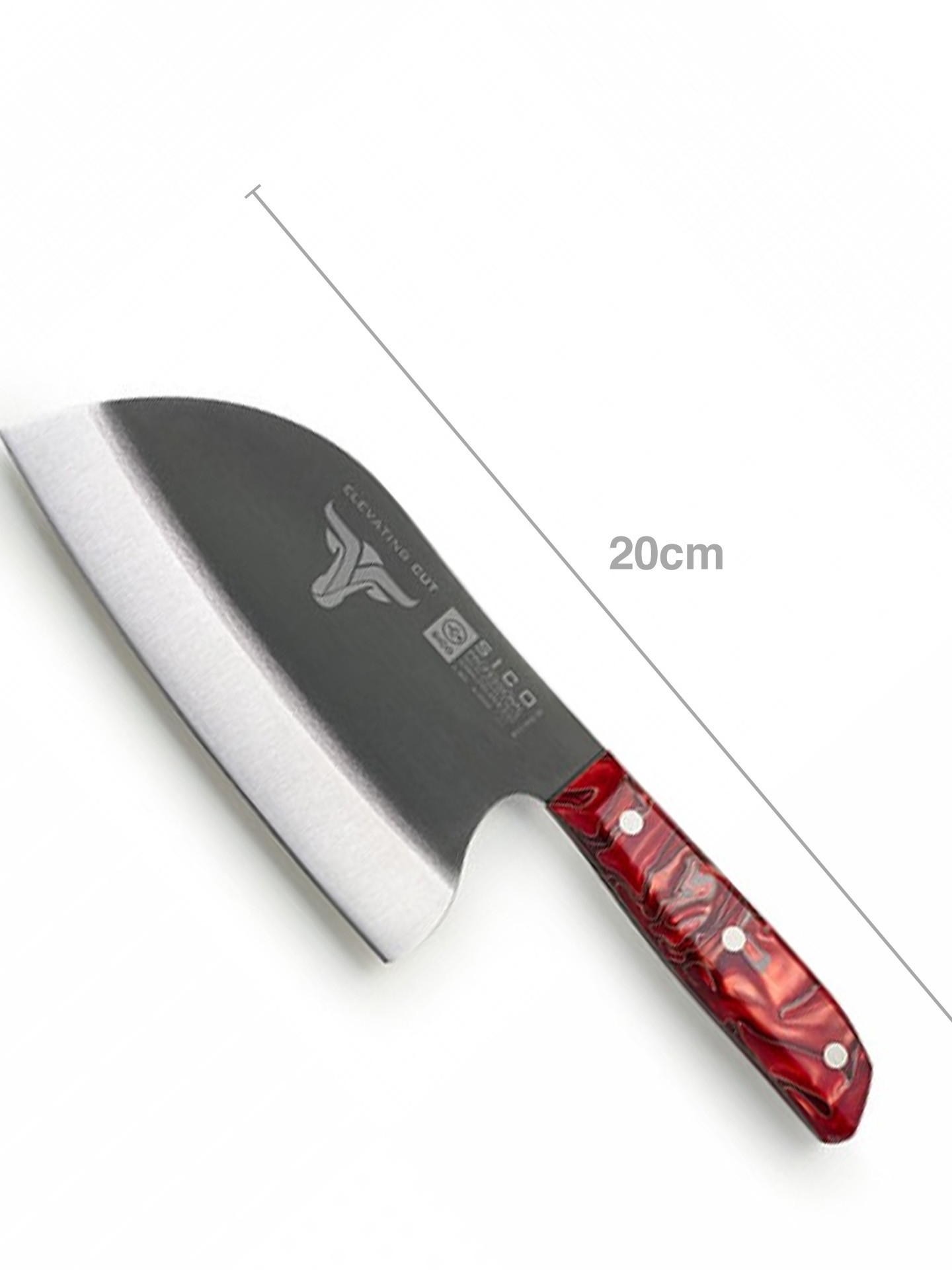 Faca Sérvia Cabo Acrílico Sico Efeito Mármore Vermelho 20cm