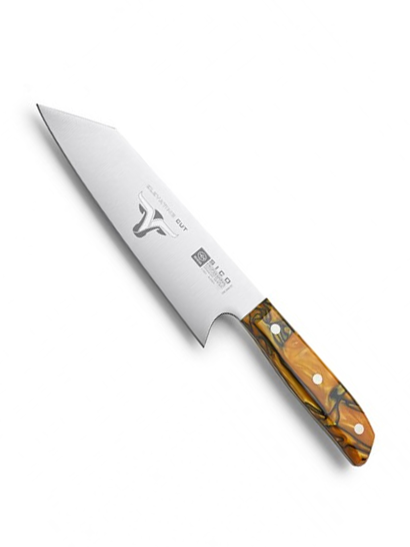 Faca Chefe Cabo Acrílico Sico Efeito Mármore Laranja 20cm