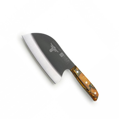 Faca Sérvia Cabo Acrílico Sico Efeito Mármore Laranja 20cm
