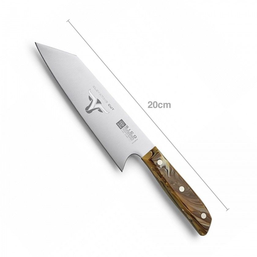 Faca Chefe Cabo Acrílico Sico Efeito Mármore Creme 20cm Faca Chefe Cabo Acrílico Sico Efeito Mármore Creme 20cm