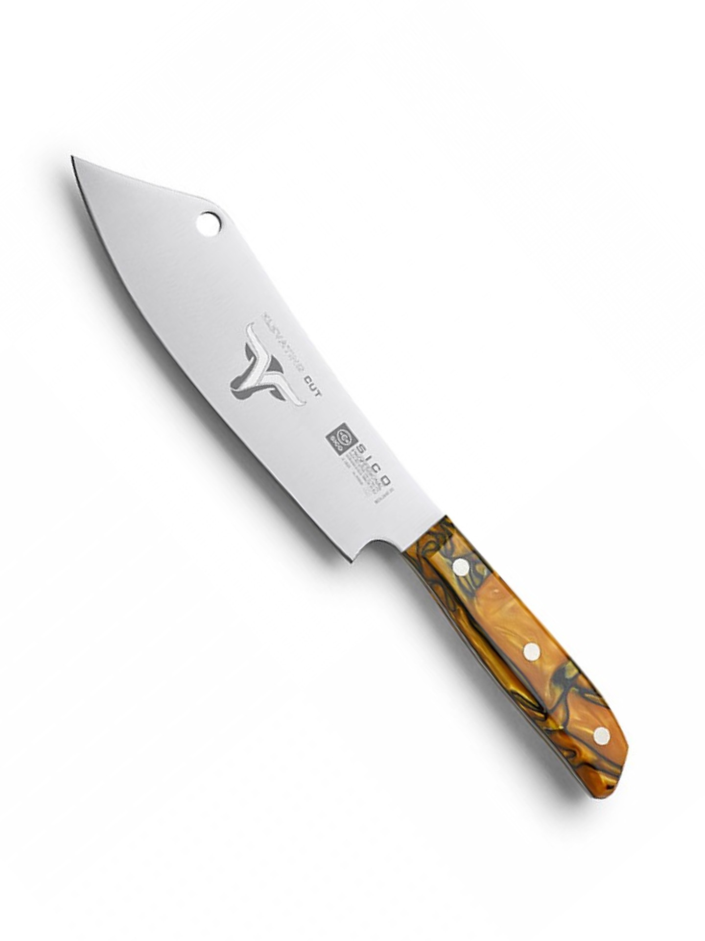 Faca Chefe Cabo Acrílico Sico Efeito Mármore Laranja 20cm
