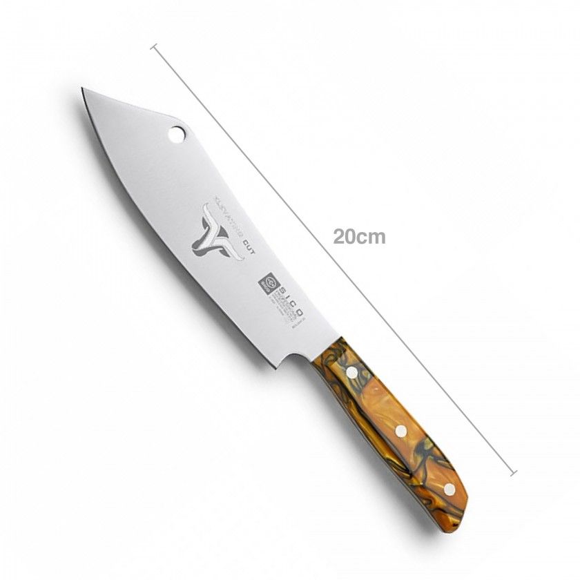 Faca Chefe Cabo Acrílico Sico Efeito Mármore Laranja 20cm Faca Chefe Cabo Acrílico Sico Efeito Mármore Laranja 20cm