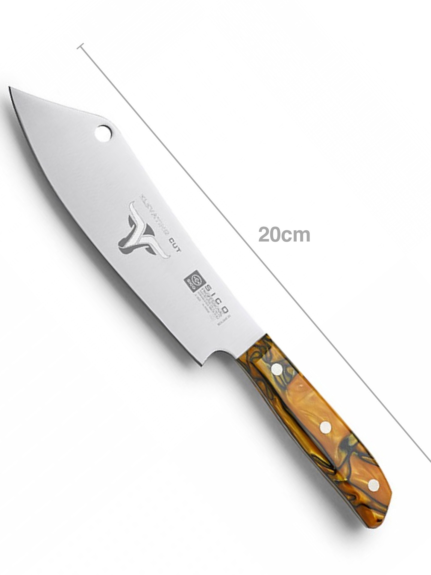 Faca Chefe Cabo Acrílico Sico Efeito Mármore Laranja 20cm