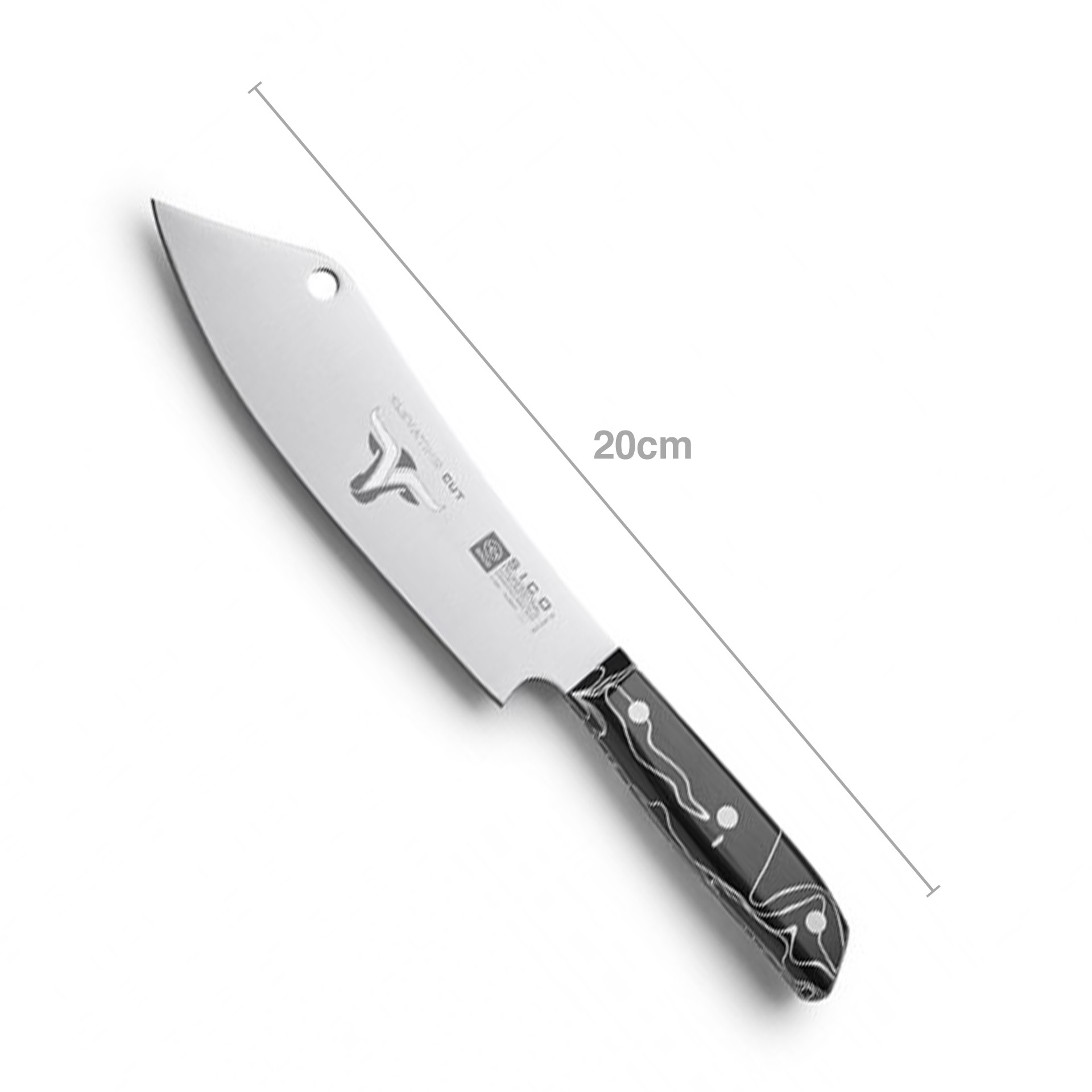 Faca Chefe Cabo Acrílico Sico Efeito Mármore Preto 20cm